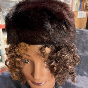 Vintage Rabbit Fur Hat mixture of brown/black Fur